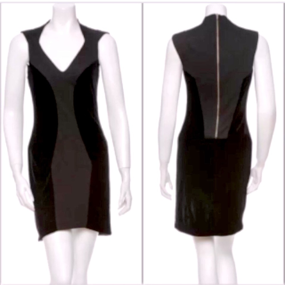 HELMET LANG BLACK PANEL BODYCON MINI DRESD-4